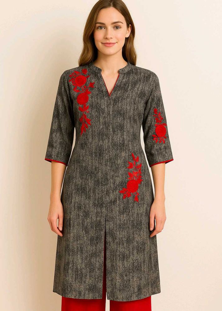 Elegant Grey Embroidered Kurta