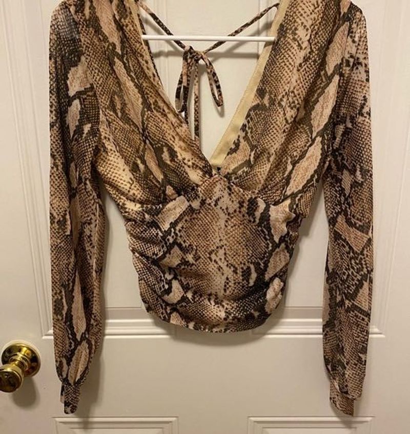 Windsor Snake Print Bell Sleeve Top