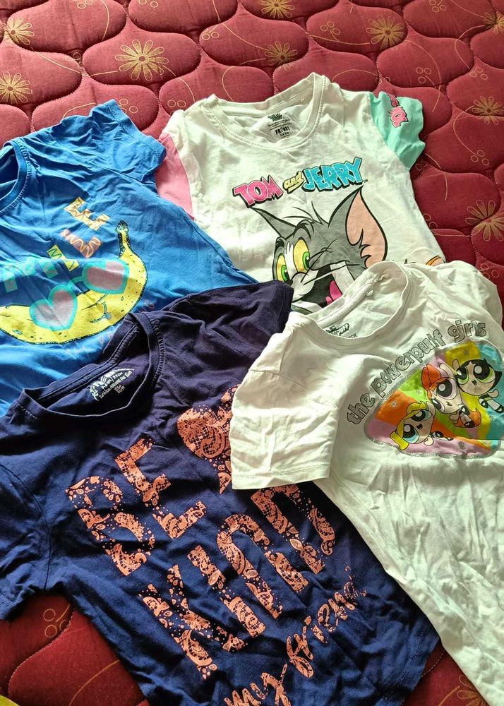 Girls' Graphic T-Shirt Bundle 5-6years (set of 4)