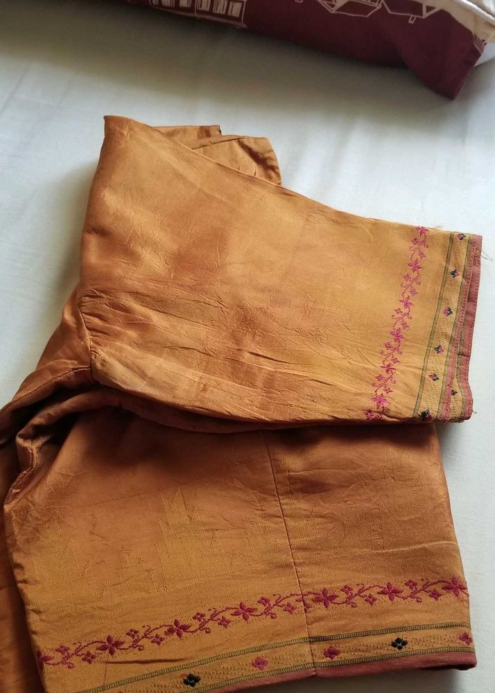 mustard yellow pure silk blouse