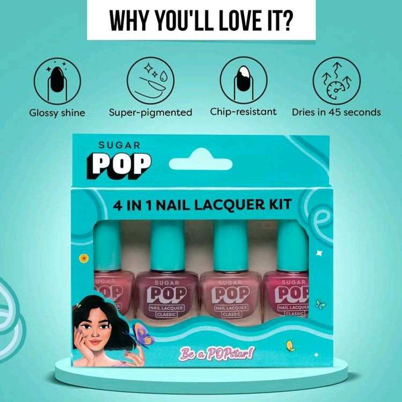 SUGAR POP4 In 1 Nail Lacquer Kit - 01 Nude Nectar