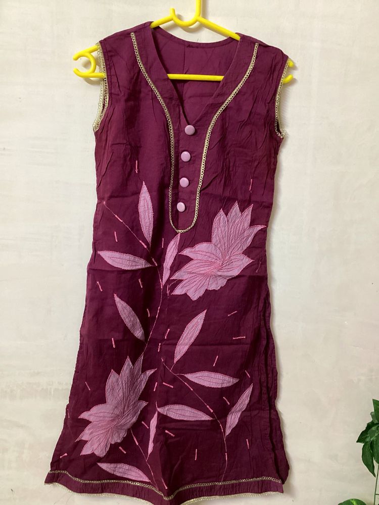 Maroon Floral Kurti
