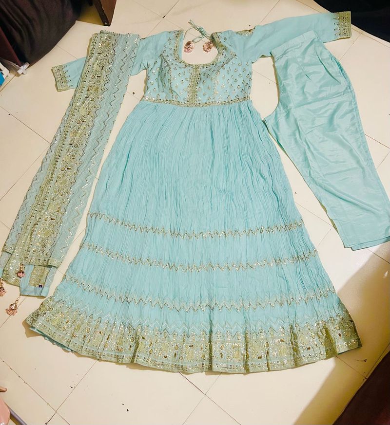 Light Blue Anarkali Suit Fix Price
