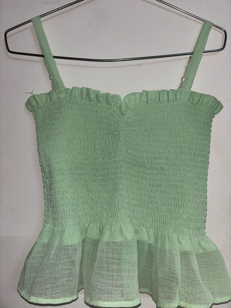 Green Ruffle Top