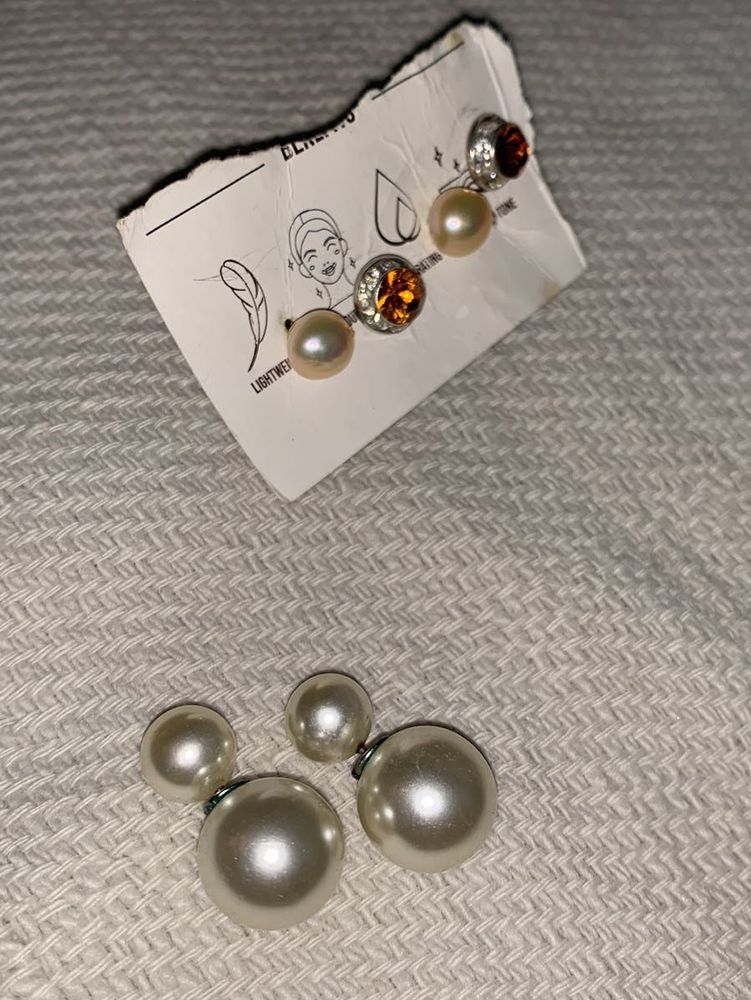 Diamond And Pearl Earings