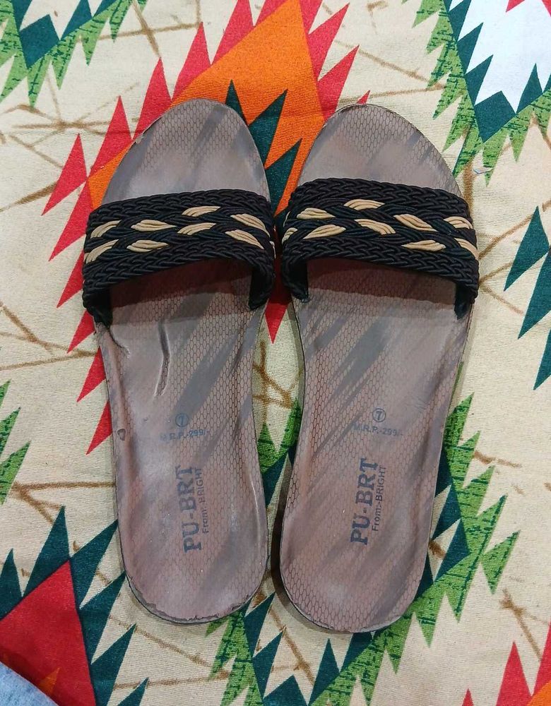 Trendy PU-BRT Women’s Slip-On Slippers (Uk 5-7) 🤎