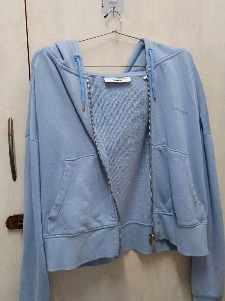 Blue Cropped Hoodie