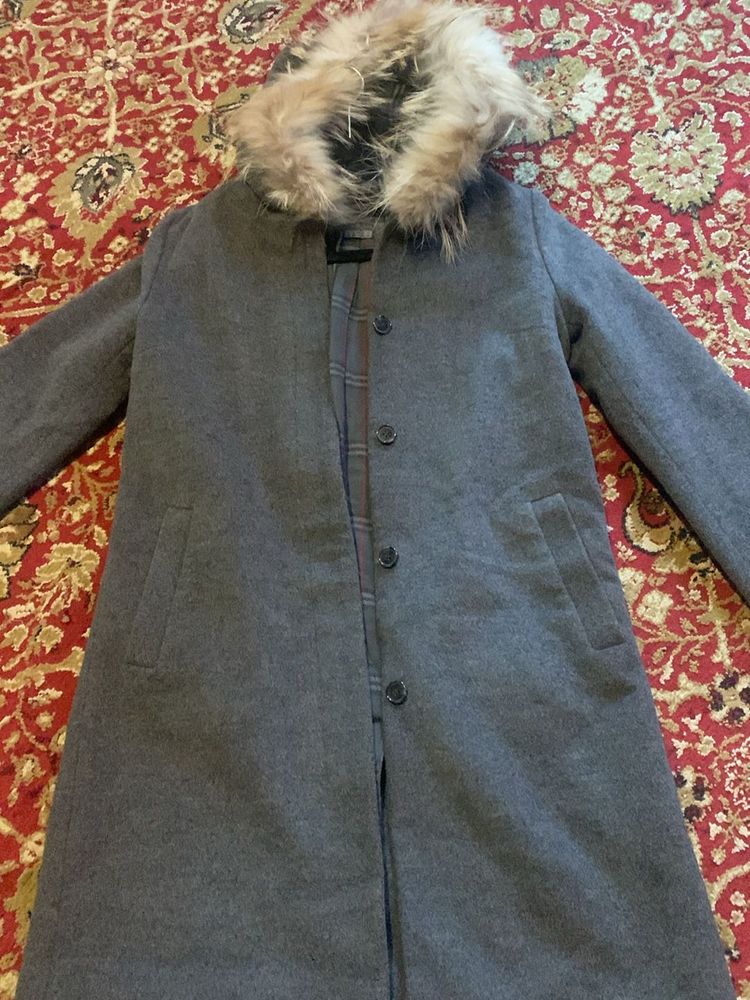 Woollen Coat With Fur