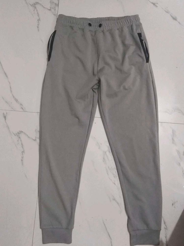 Gray Jogger Sweatpants with Zipper Pockets
