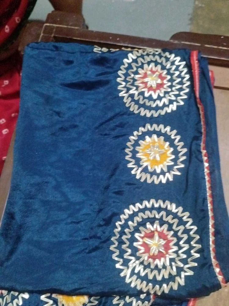 Navy Blue Embroidered Fabric
