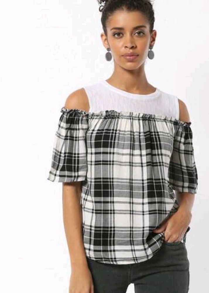 Plaid Off-Shoulder Top