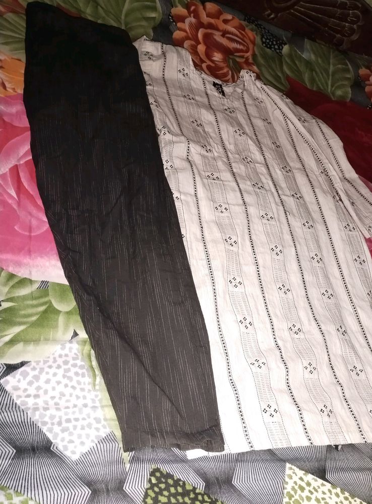 Women Khadi Cotton Kurti Pant Set