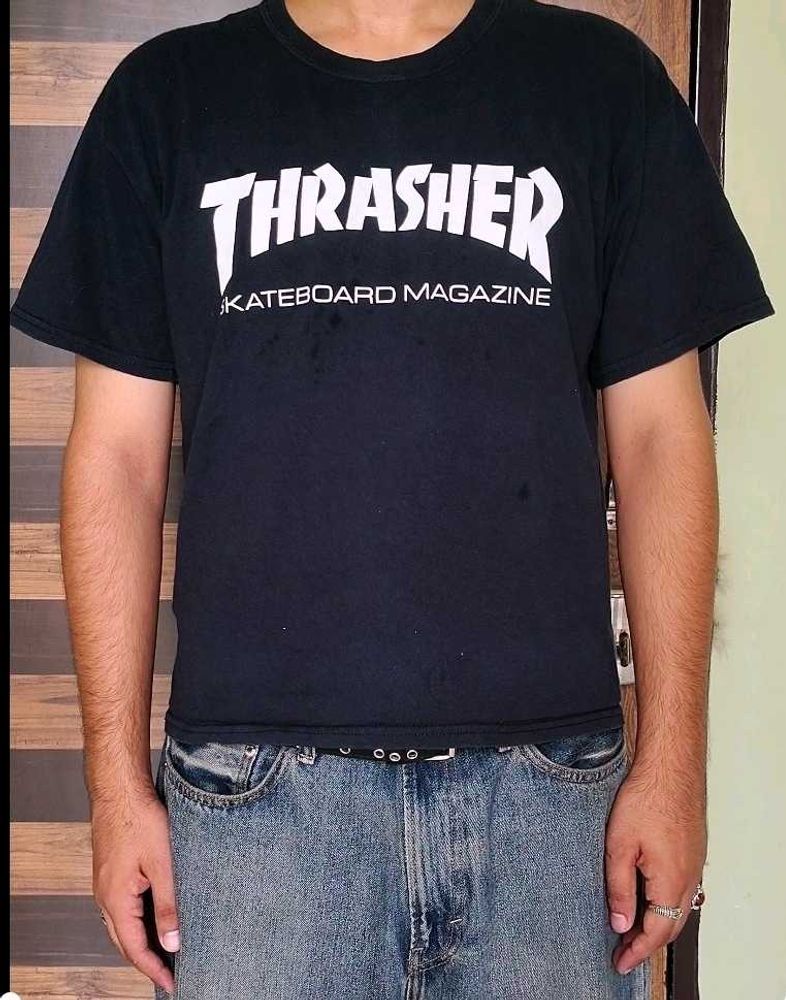 Thrasher skateboard magzine cropped tshirt