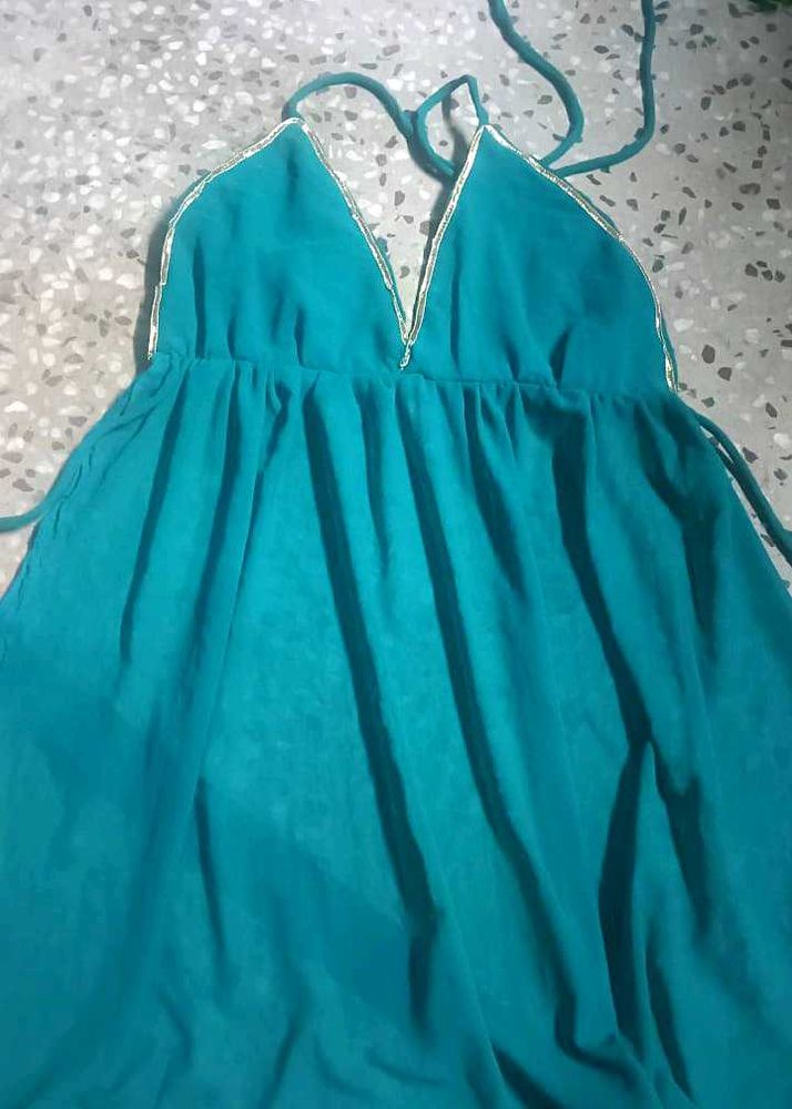 Teal Halter Sundress