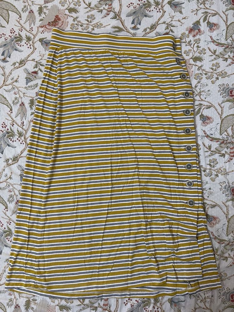 Striped Maxi Skirt with Buttons