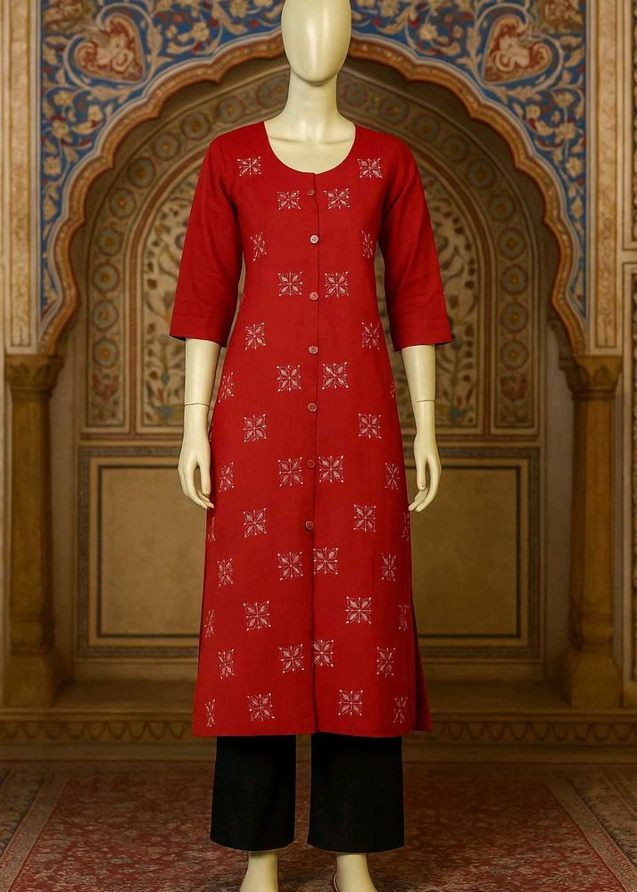 🇳🇿💫❤️Red Printed Kurti Elegant Work