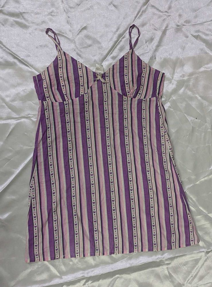 A-line Dress With Hearts And Stripe Print