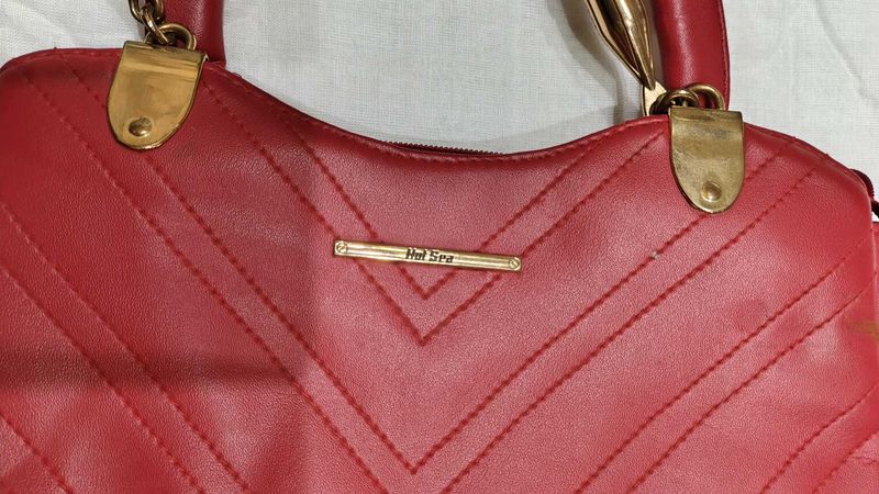 Hot Spa Red Quilted Satchel