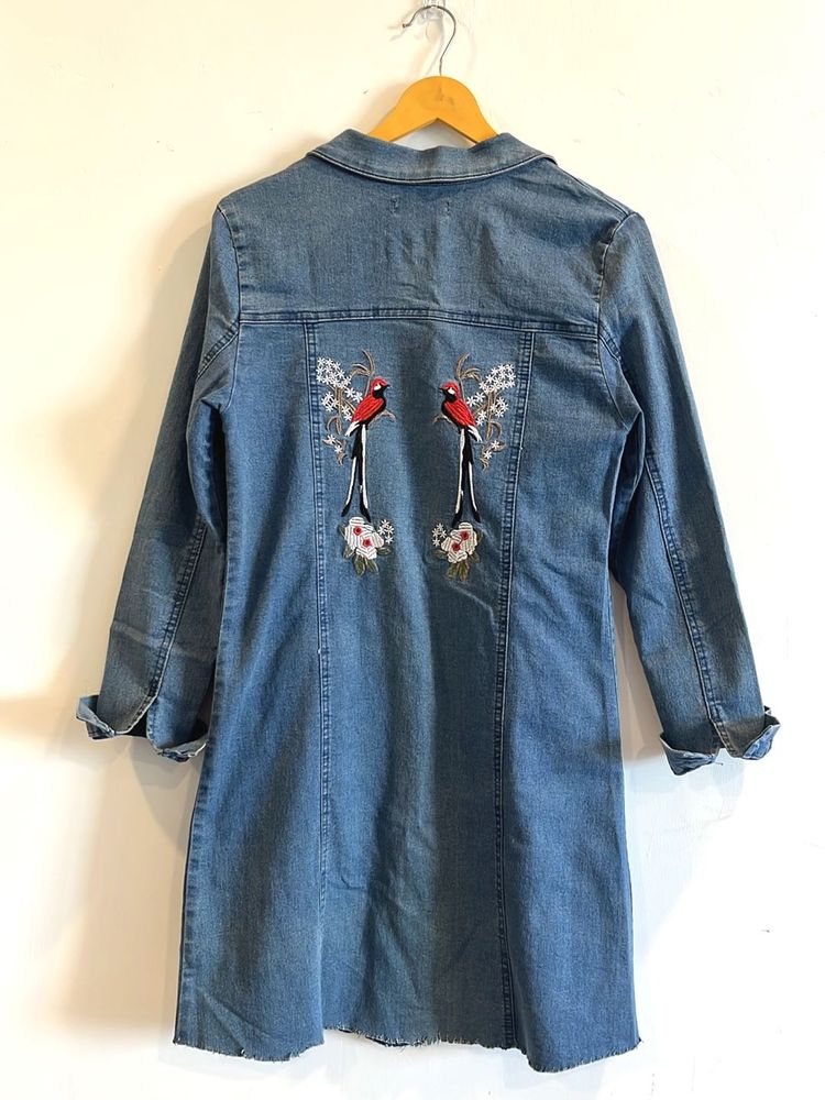 Embroidered Denim Shirt Dress/Jacket