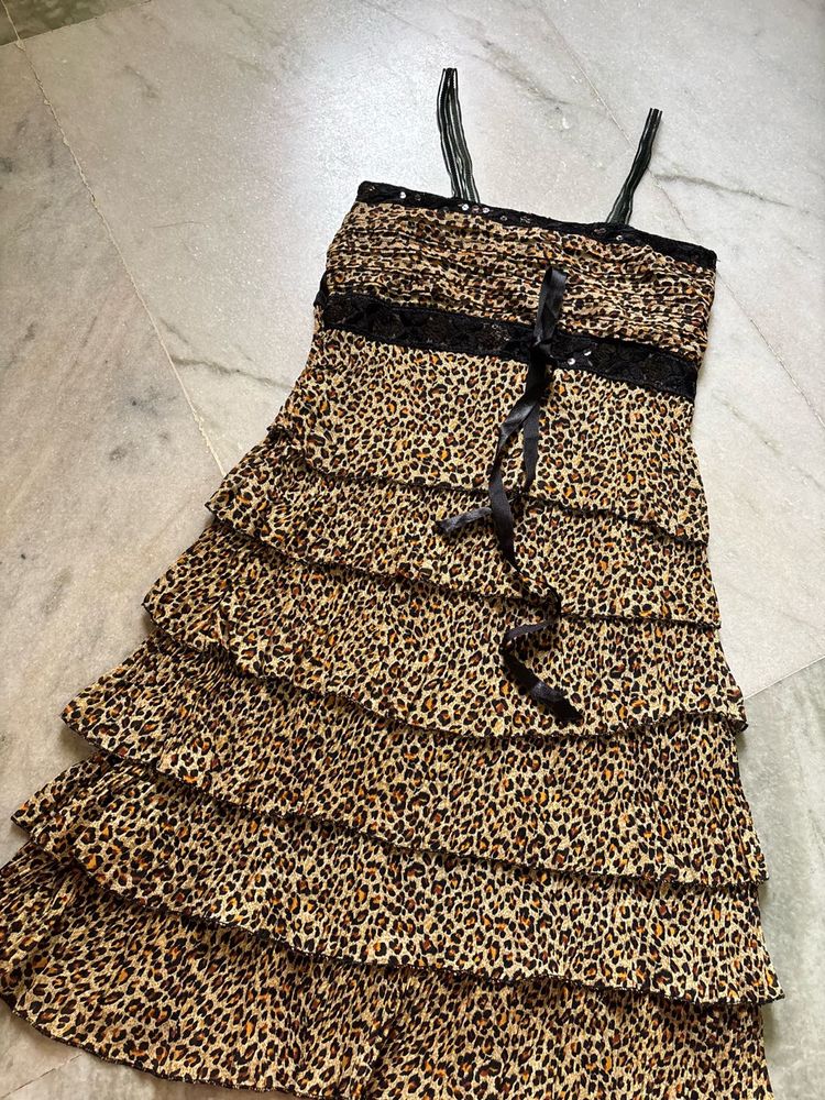 Leopard Print Tiered Dress