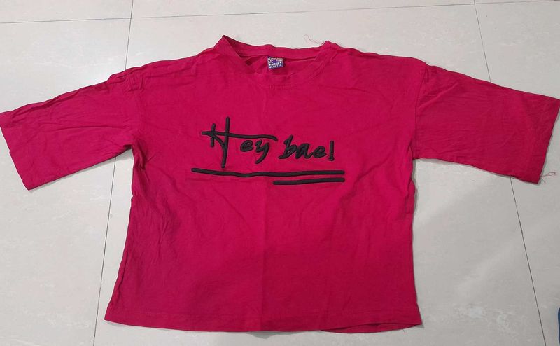 casual crop half sleeve Graphic Tee