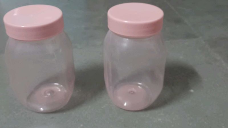 Cute  Pastel Pink Lid Jars (Set of 2)