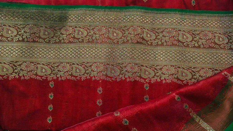 Elegant Red &amp; Gold Saree