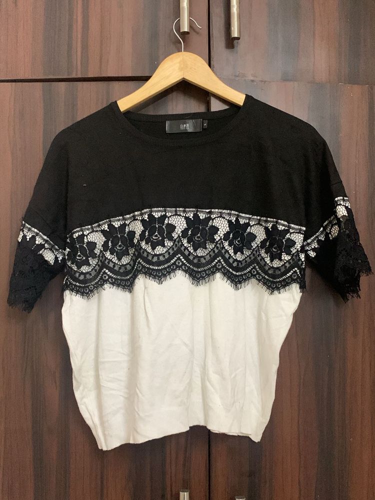 LPE Black &amp; White Lace Top