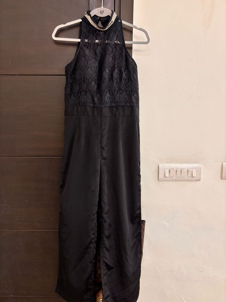 Partywear Black Lace Jumpsuit (padded)