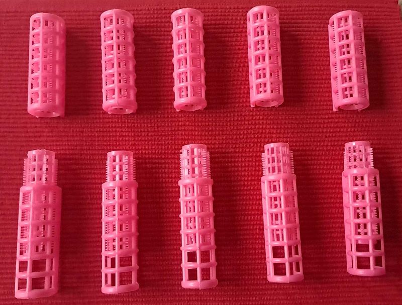 Pink Hair Rollers - 10 Pcs