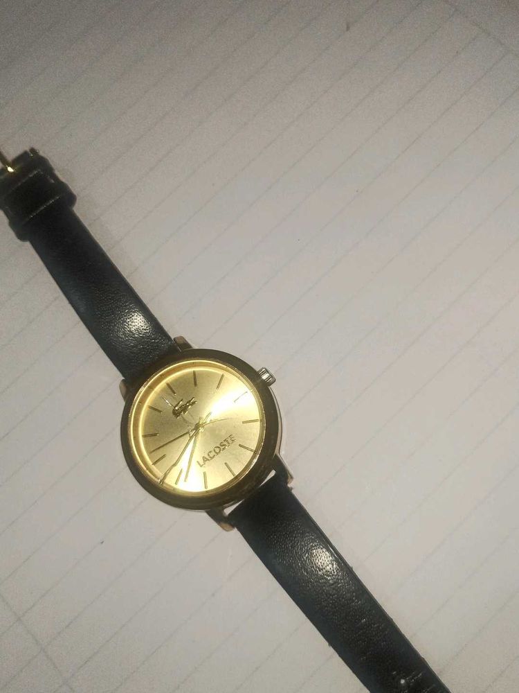 LACOSTE unisex Leather Black Watch