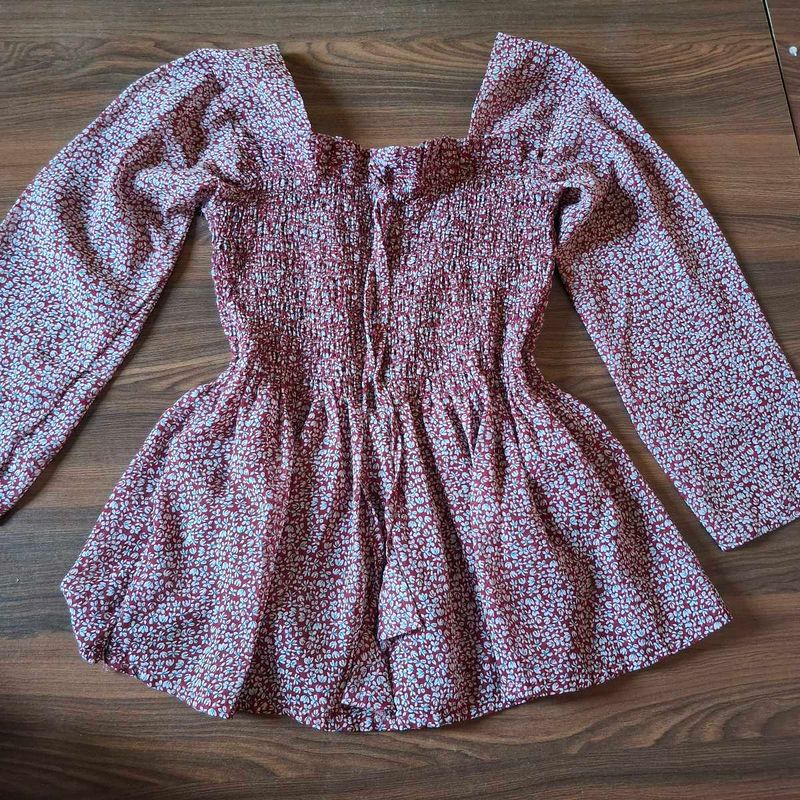 Maroon Square Neck Top