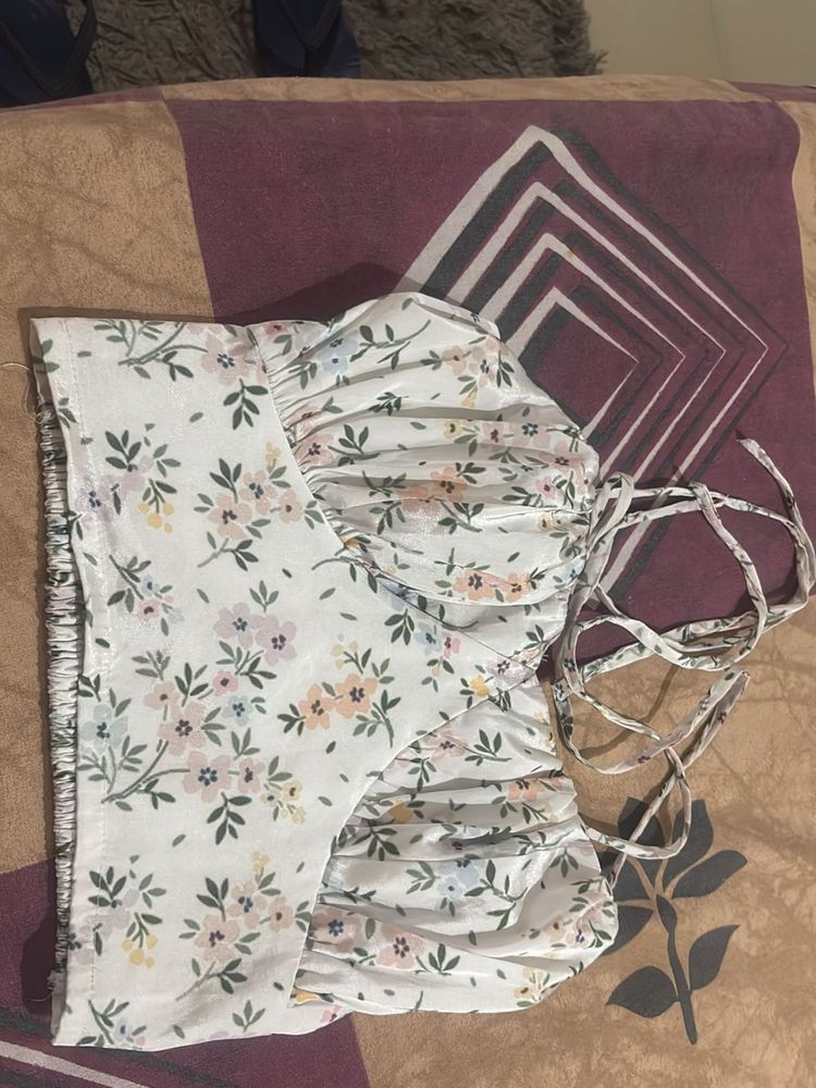 White Colored Satin Top