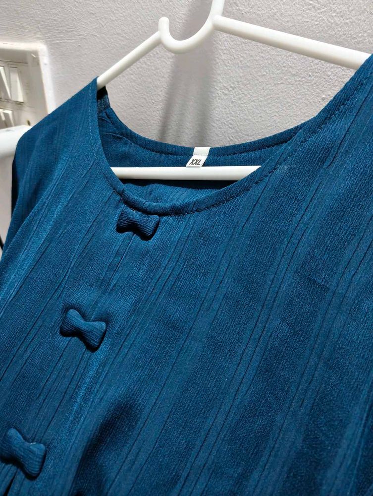 Blue Dress with Bow Details