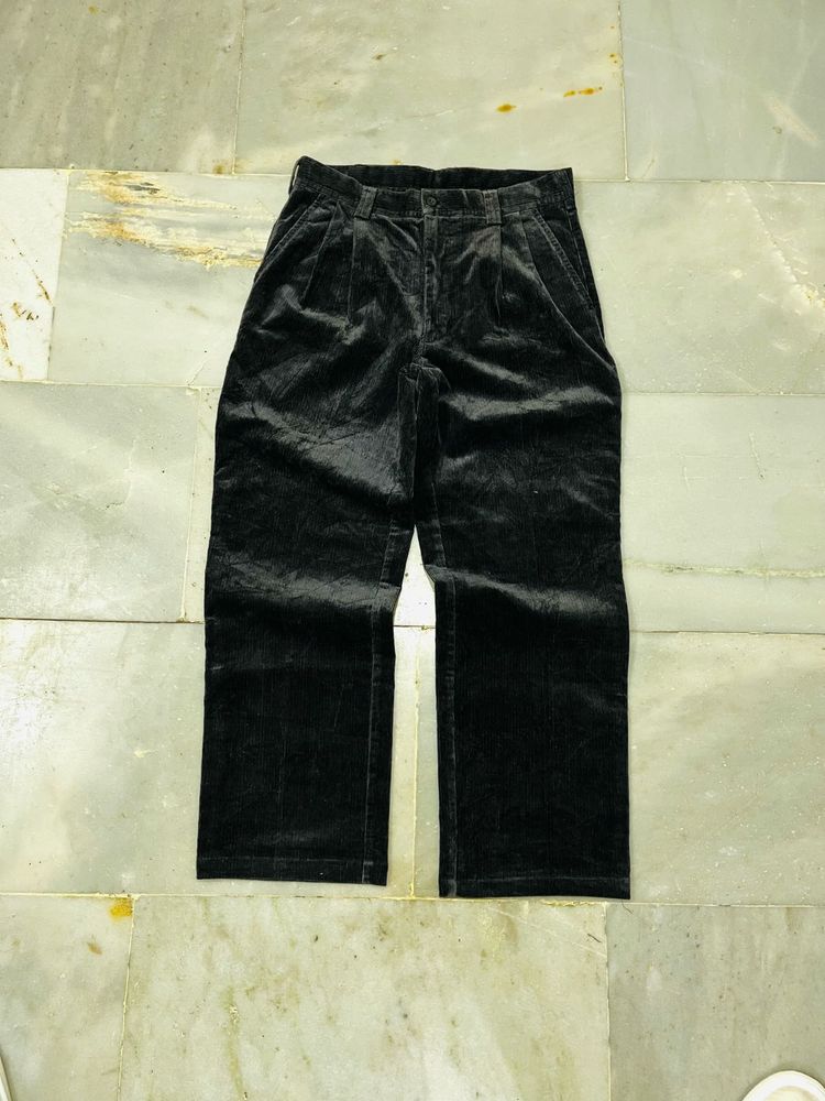 Black corduroy Wide Leg Pants