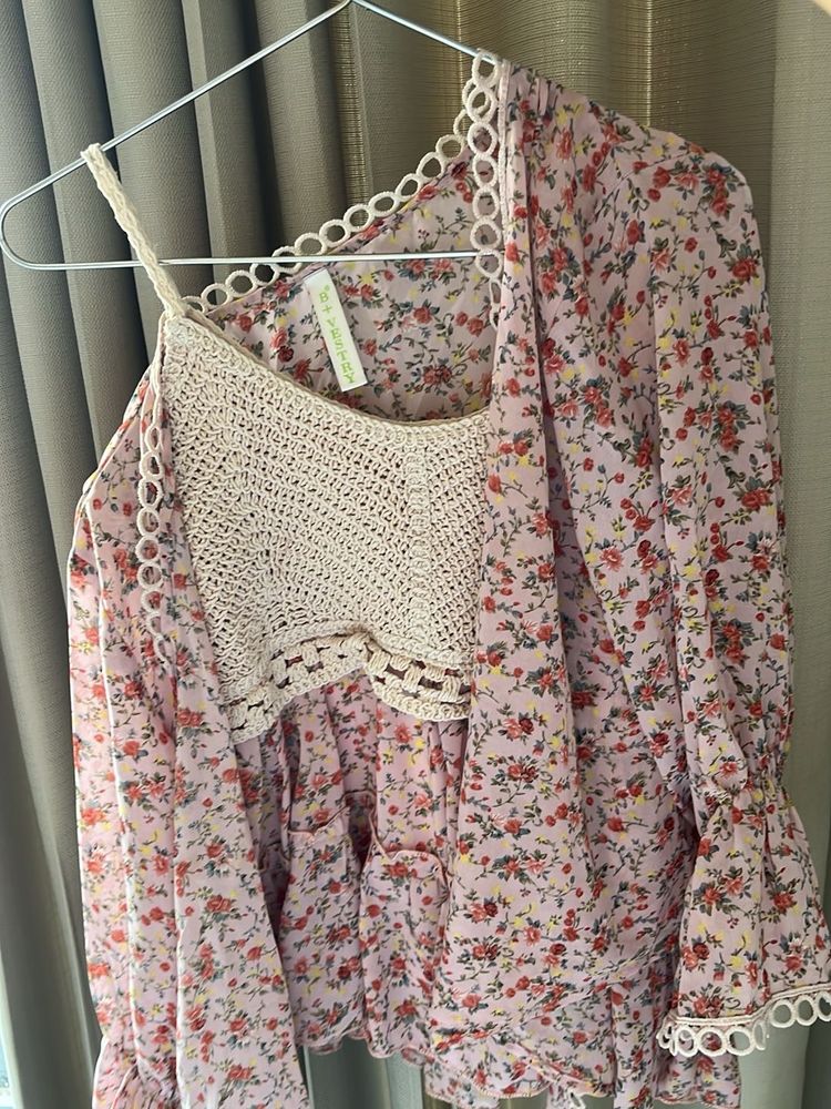 Floral Pink High-Low Top