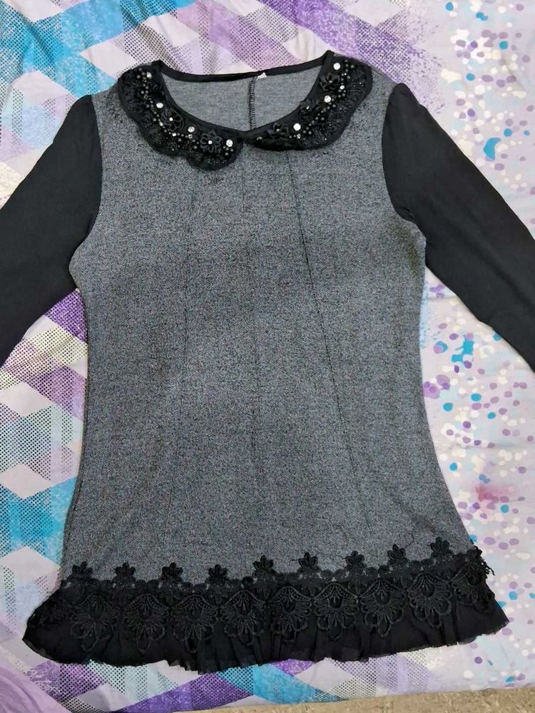 Elegant Grey Tunic Top