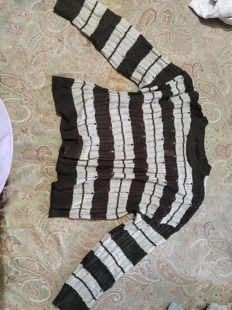 Striped Knit Pullover Sweater