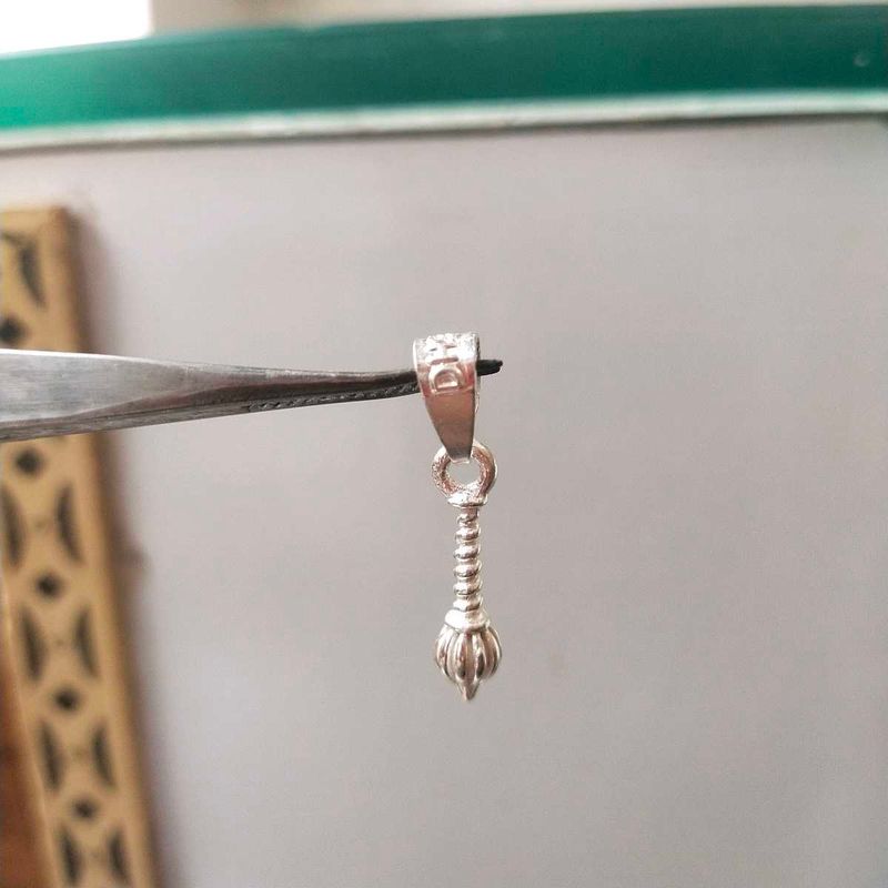 DH97 Pure Silver Hanuman Ji Gada Pendant.