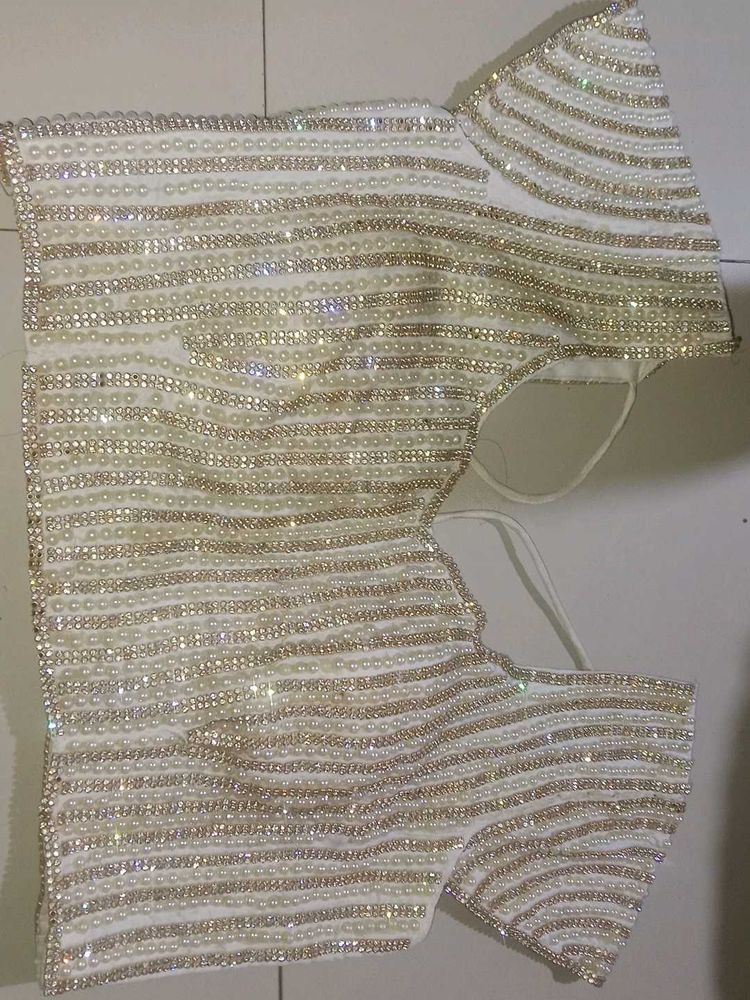 Beaded &amp; Embellished Blouse And Saari