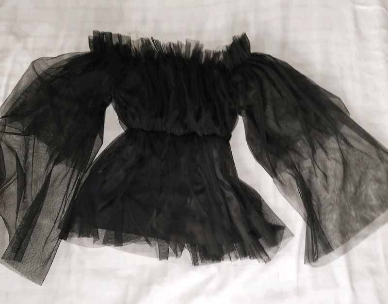 Black Off Shoulder Korean Top