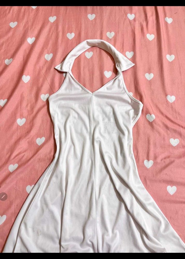 White Halter Mini Dress