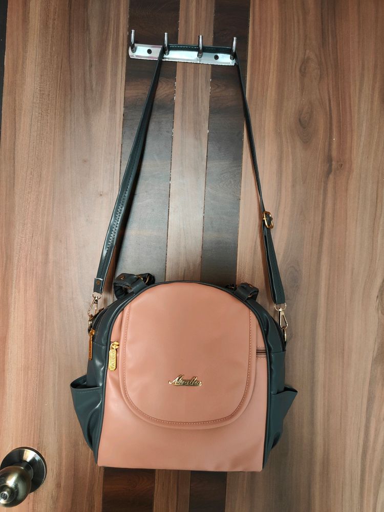 Peach And Grey Satchel Bag (Women)