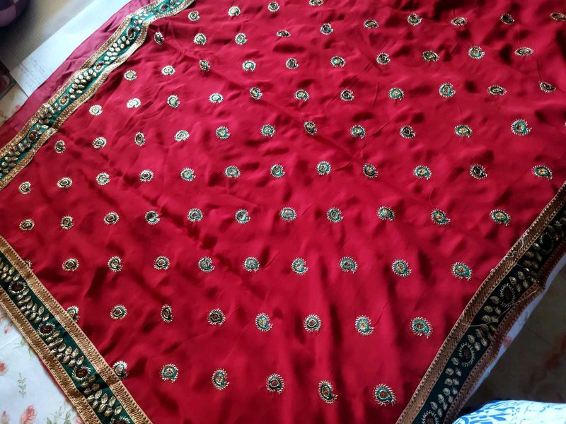 Bright Red Saree For Festivals