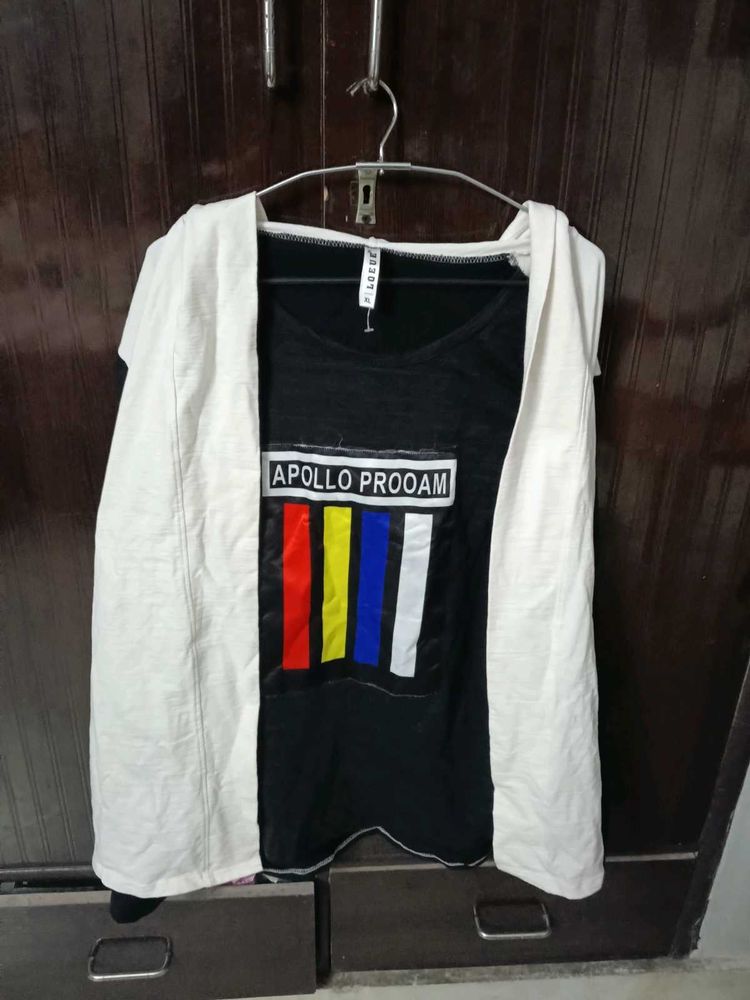Trendy Graphic Tee with Shrug