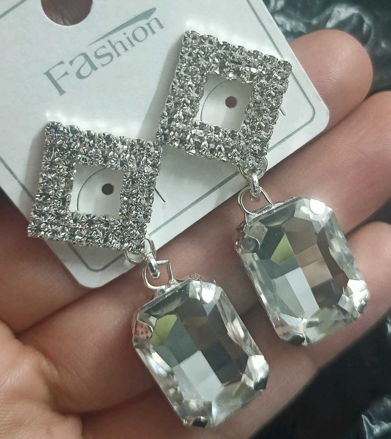 Diamond Silver Earrings