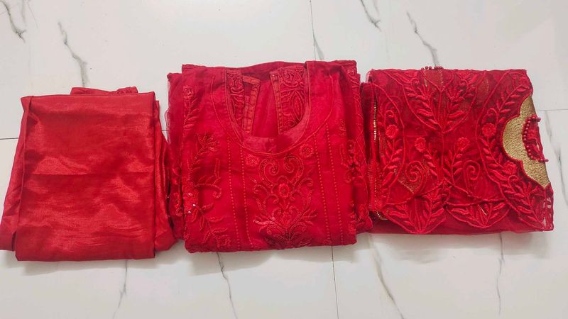 Pakistani Stitched Beautiful Red Worked Suit