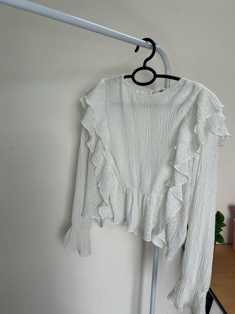 White Ruffle Blouse