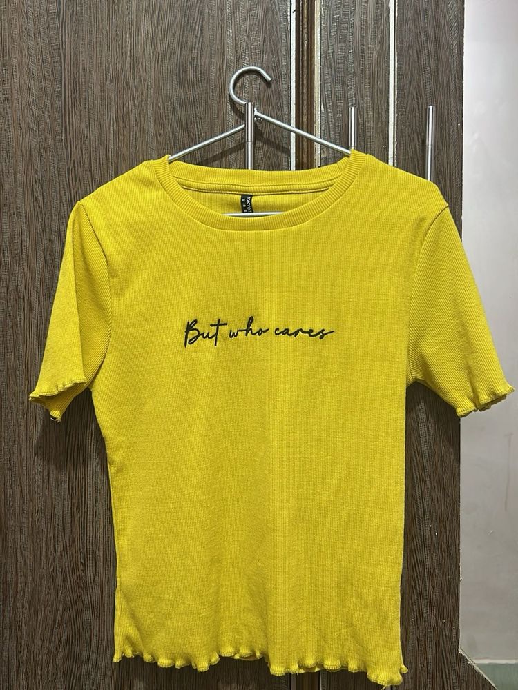 Yellow Graphic Crop Top