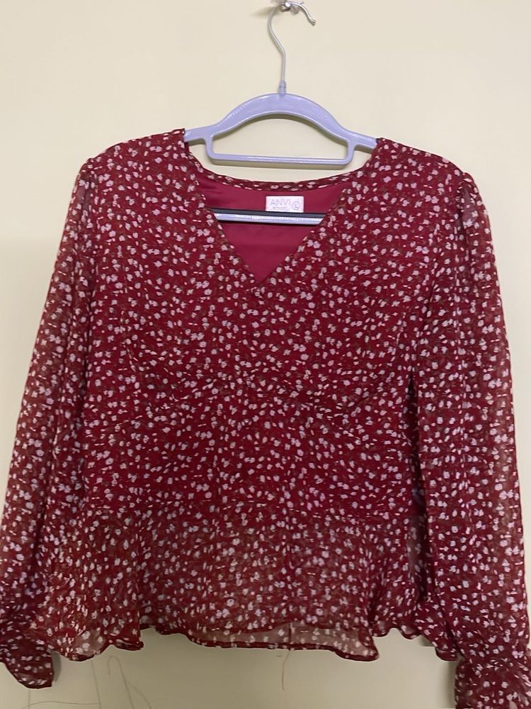 Floral Red Top